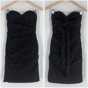 Preen by Thornton Bregazzi Strapless Lace Bow Back Dress Nude Illusion Mini